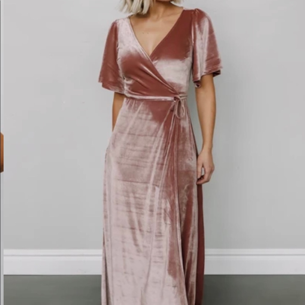 Meghan Mauve Hi-Lo Velvet Wrap Maxi Dress
